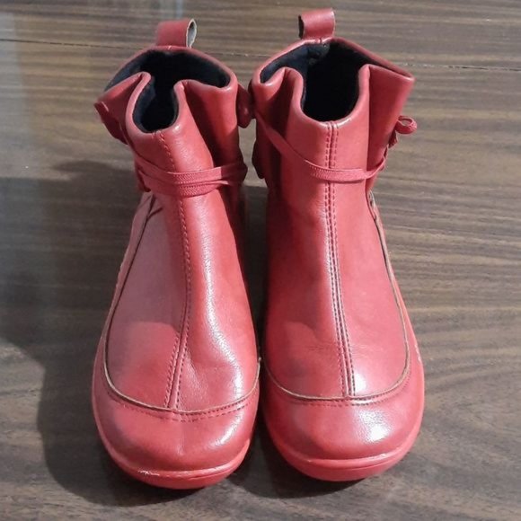 * Red Leather Booties - Picture 3 of 7